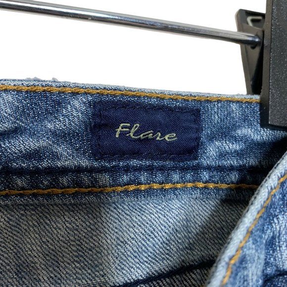 Seven Blue Jeans Flare Leg Low Rise Cotton Stretch Denim Pants Women's Size 28 - Picture 5 of 7